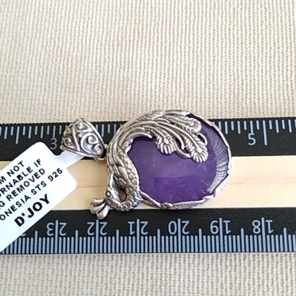 BALI LEGACY PURPLE JADE AND PEACOCK PENDENT - Picture 3 of 7